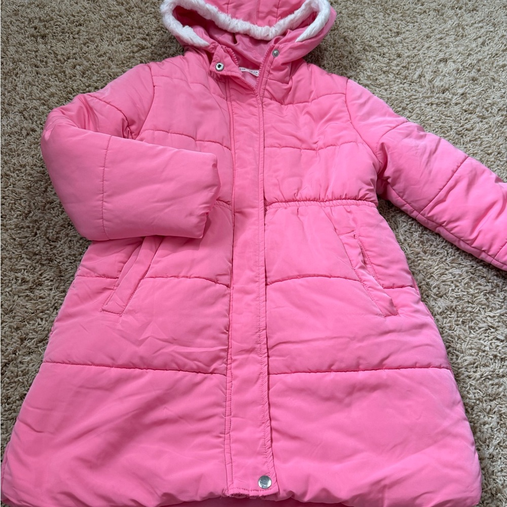 SHEIN Pink Hooded Kids Puffer Coat
